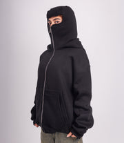 Black basic Balaclava zip hoodie