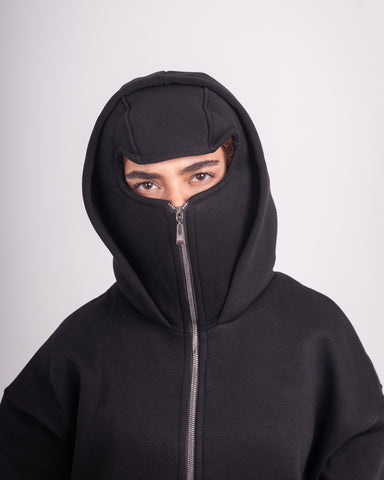 Black basic Balaclava zip hoodie